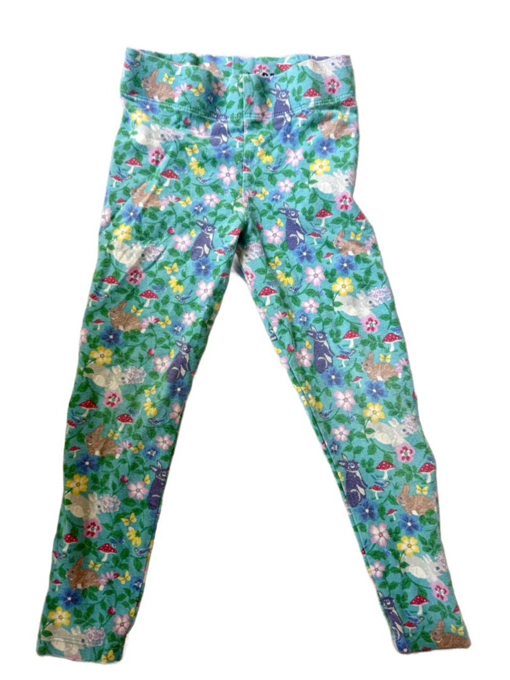 Mini Boden Green Floral & Bunny Print Leggings